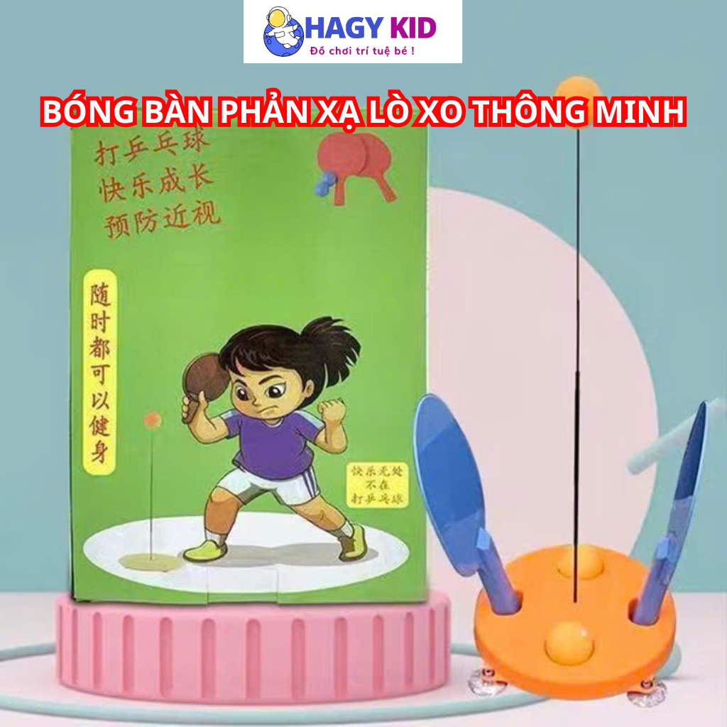 Bóng Bàn Phản Xạ Lò Xò Thông Minh Tặng Bóng HAGY Bộ Tập Luyện Phản Xạ, Giải Trí Cho Bé