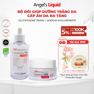   phiên bản 60ml  Combo Serum Kem Dưỡng Trắng Da Cấp Ẩm Đa Tầng Angel's Liquid Glutathione 700mg + HA 