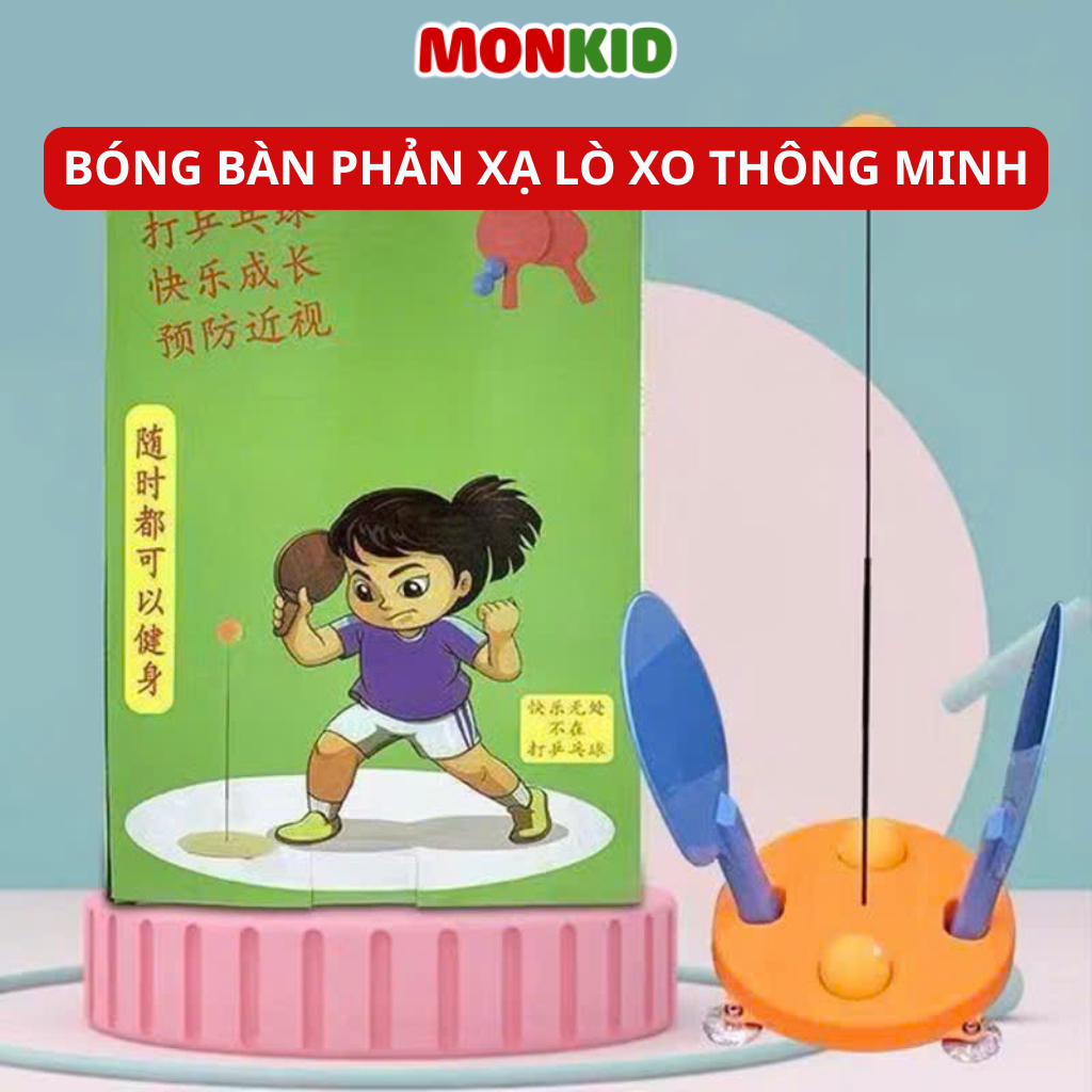 Bóng Bàn Phản Xạ Lò Xo Thông Minh MONKID Bộ Tập Luyện Phản Xạ & Giải Trí Cho Bé