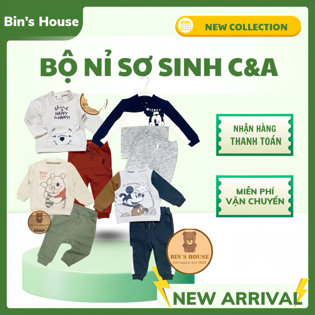 Bộ nỉ cho bé sơ sinh C&A sz 0/3M