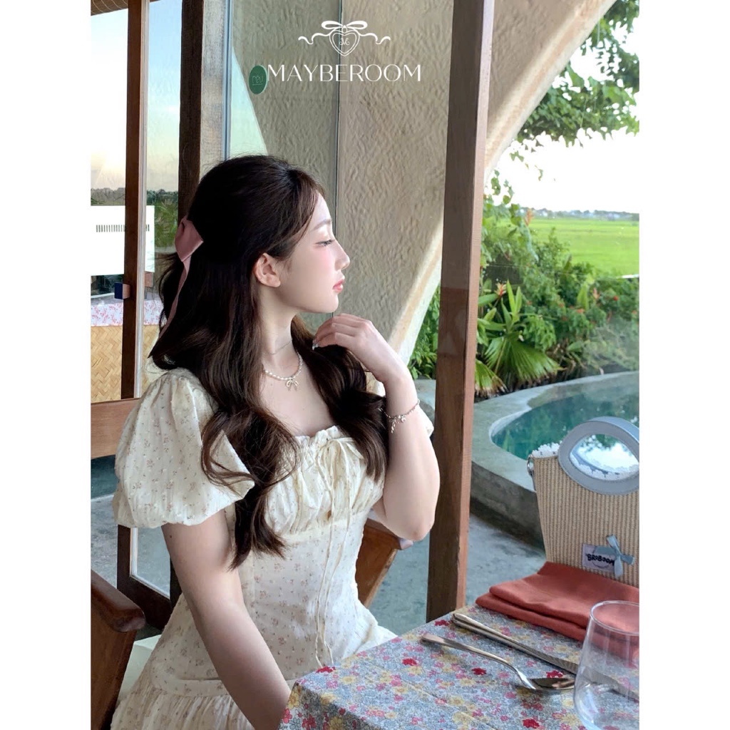 MAYBEROOM® Váy hoa dáng ngắn chiết eo tay bồng cổ vuông xoè nhẹ xinh SIMILAR DRESS | BigBuy360 - bigbuy360.vn