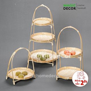  Mẹt tre tầng mẹt tre 1 2 3 tầng đựng bánh kẹo mứt tết đồ ăn trang trí phụ kiện decor chụp ảnh 