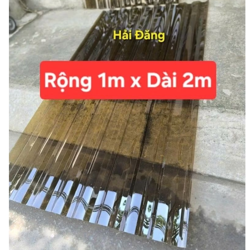 khổ 1m x dài 2mx Dày 8zem Tấm nhựa poly sóng nâu trà lấy ánh sáng chống tia UV CHE nắng mưa hiệu quả