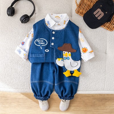 Set Thu Đông Áo Sơ Mi Tay Dài Bộ Gile Denim Vịt Cho Bé Trai 1-5 Tuổi MINTSCLOSET Quảng Châu - TD4433