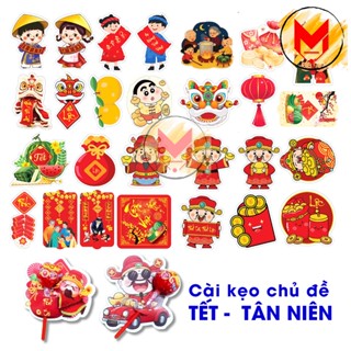  SET 100 Cài Kẹo Giấy Bọc Thẻ Cài Kẹo Mút Họa Tiết Trang trí Tết 2026 năm Ất Ngọ Làm Quà Tặng MILCA 