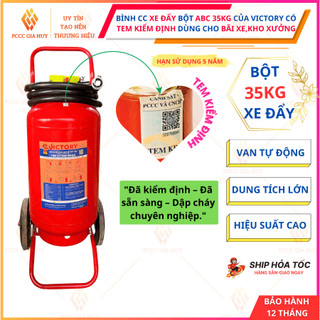 {Có Kiểm Định}Bình chữa cháy xe đẩy bột ABC 35kg VICTORY– MFTZL35 dùng cho nhà xe, kho xưởng