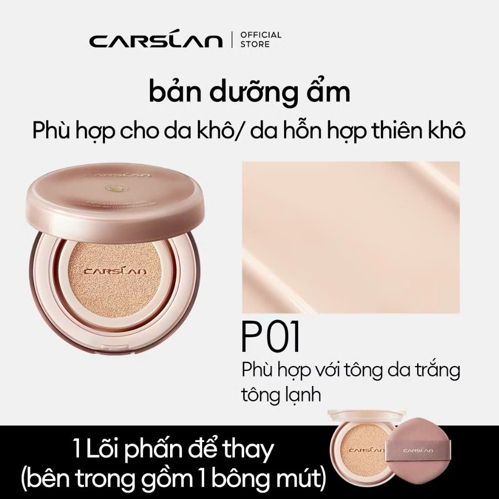 Phấn nước Cushion Carslan dưỡng ẩm lâu trôi kiềm dầu 13.5g