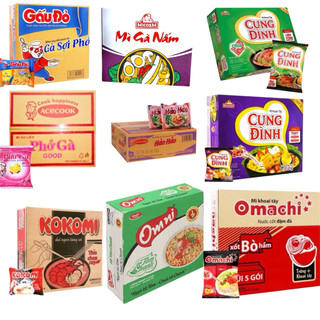  Thùng 30 Gói Mì Tôm Hảo Hảo Gà Nấm Kokomi Gấu Đỏ Omachi Cung Đình Phở Good,... các loại 