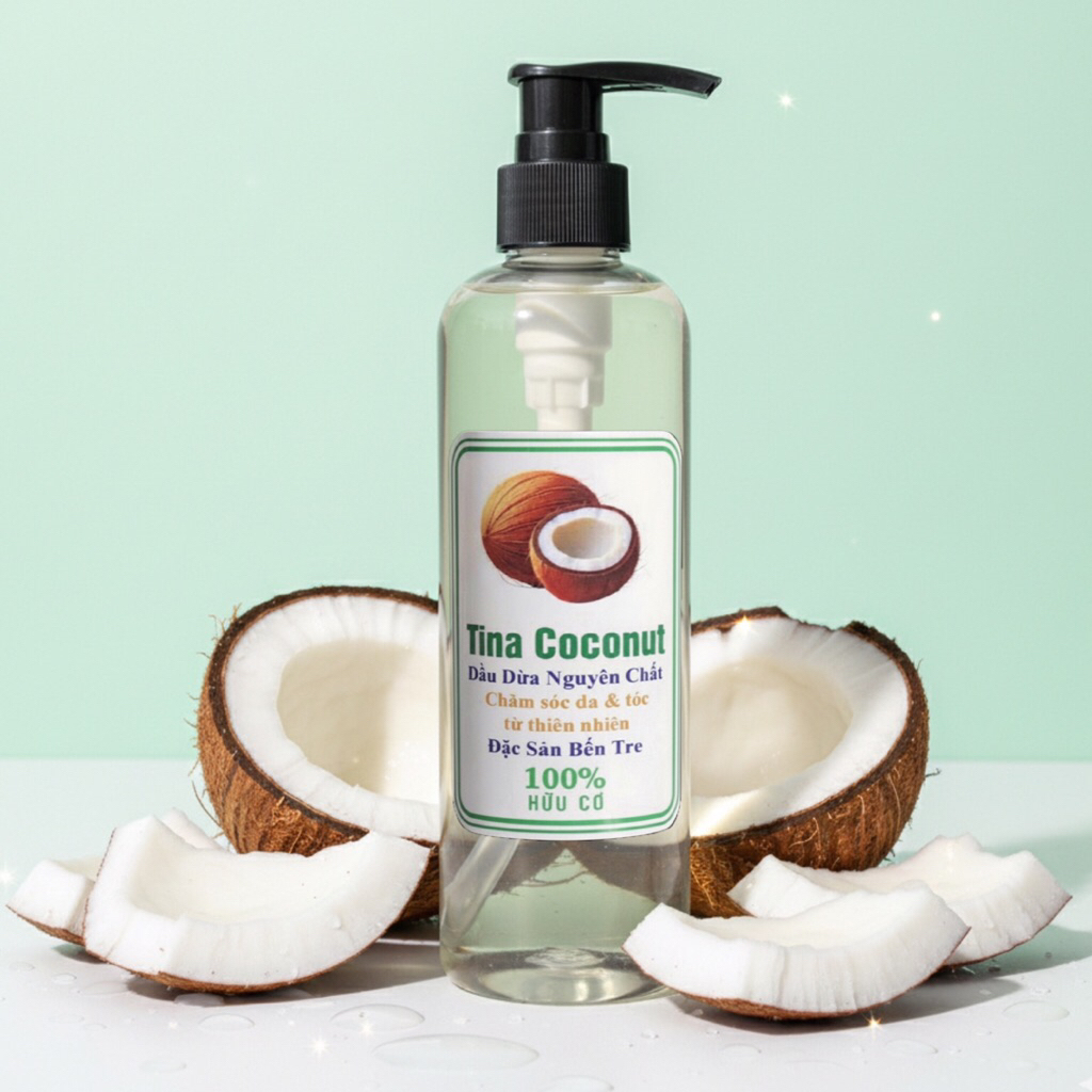 Dầu dừa dưỡng da 250ml. Tinh Dầu dừa ép lạnh nguyên chất cao cấp. Dầu dừa dưỡng tóc, dưỡng da, dưỡng