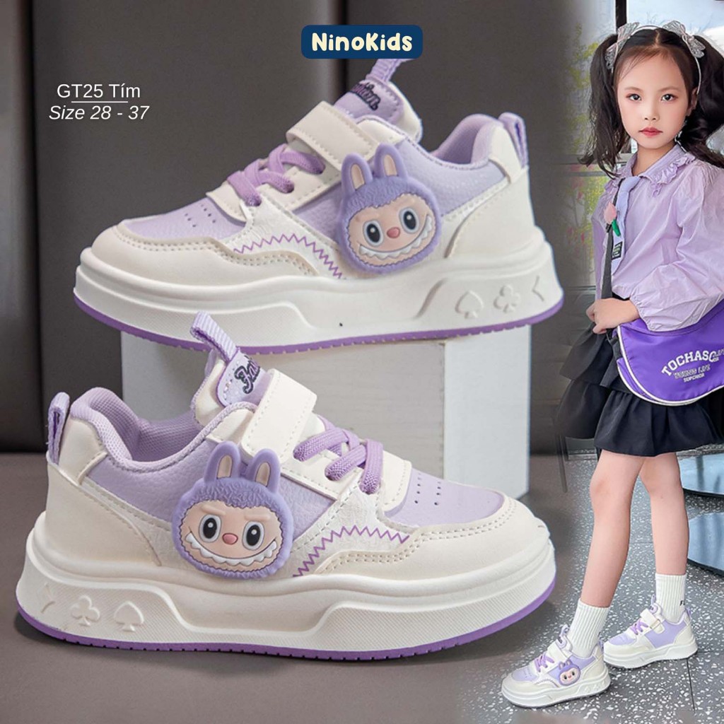 Giày cho bé gái lớp 1 - 9, Họa tiết Labubu siêu đáng yêu, chất liệu da PU bền bỉ, đế EVA siêu nhẹ, G