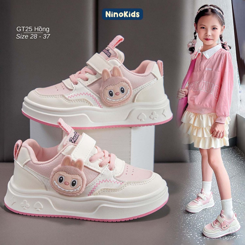 Giày cho bé gái lớp 1 - 9, Thiết kế phong cách Hàn Quốc xinh xắn, chất liệu da PU bền bỉ, GT25 NinoK