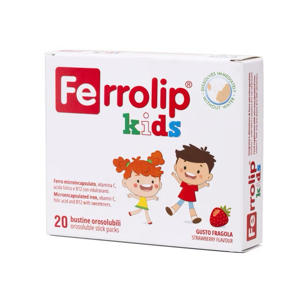 Sắt gói Ferrolip Kids cho bé từ 1 tuổi hộp 20 gói
