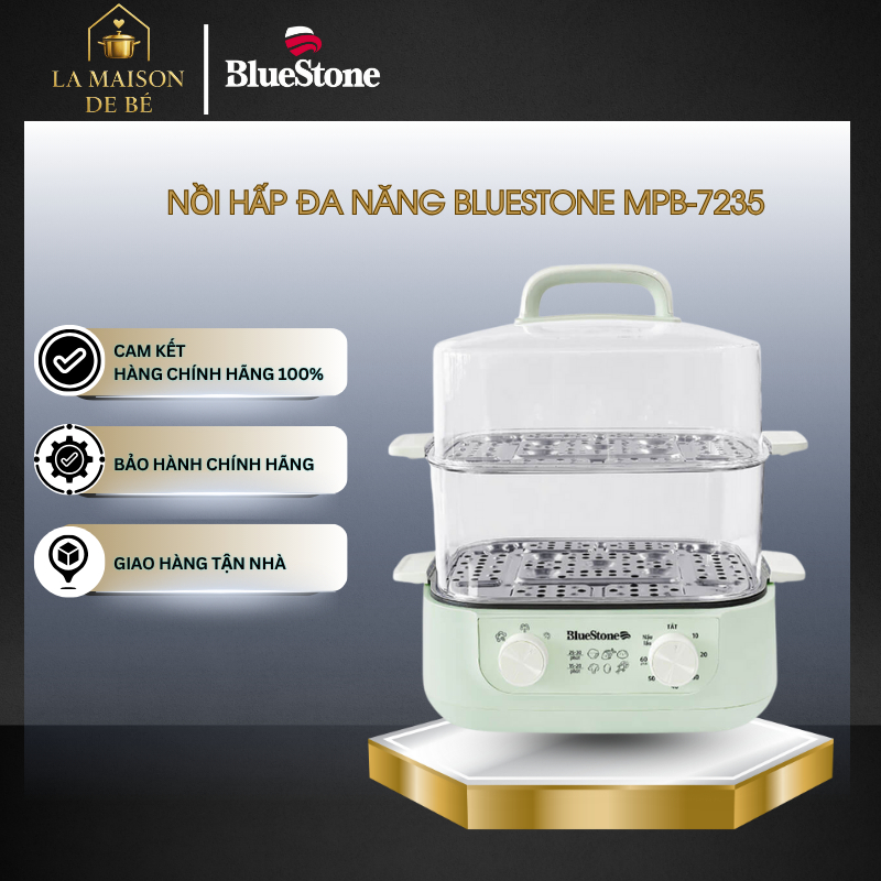 Nồi Hấp Đa Năng Bluestone MPB-7235 – Dung Tích 12L – Công Nghệ Hấp Thủy Nhiệt – 6 Chế Độ Nấu – LMS