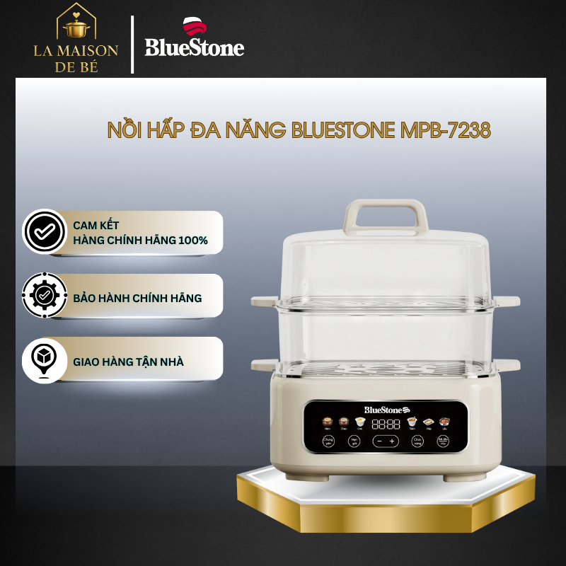 Nồi Hấp Đa Năng Bluestone MPB-7238 – Inox 304 – Hẹn Giờ 24H – Tự Ngắt Khi Quá Nhiệt – LMS