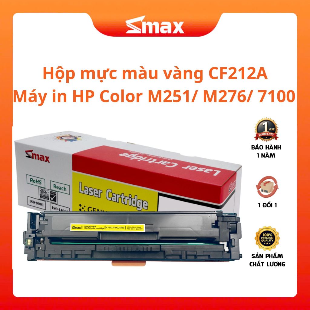 Hộp mực màu vàng CF212A / B542 / E322 - Máy in Hp Color M251 / M276 / 7100 / 7110 series ...