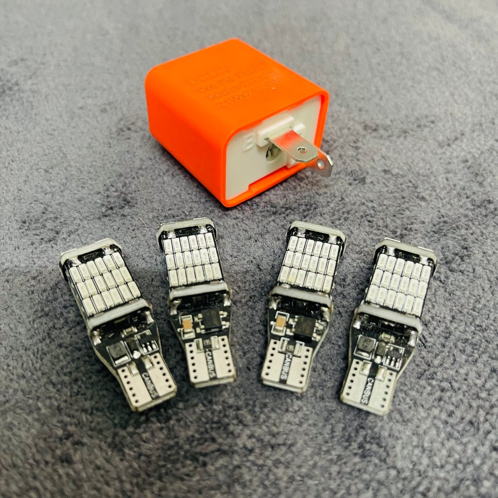 COMBO 4, ĐÈN LED T15, T10 Gắn Xi Nhan Demi Sáng Mạnh + CỤC CHỚP NHANH XI NHAN Cho Xe Máy