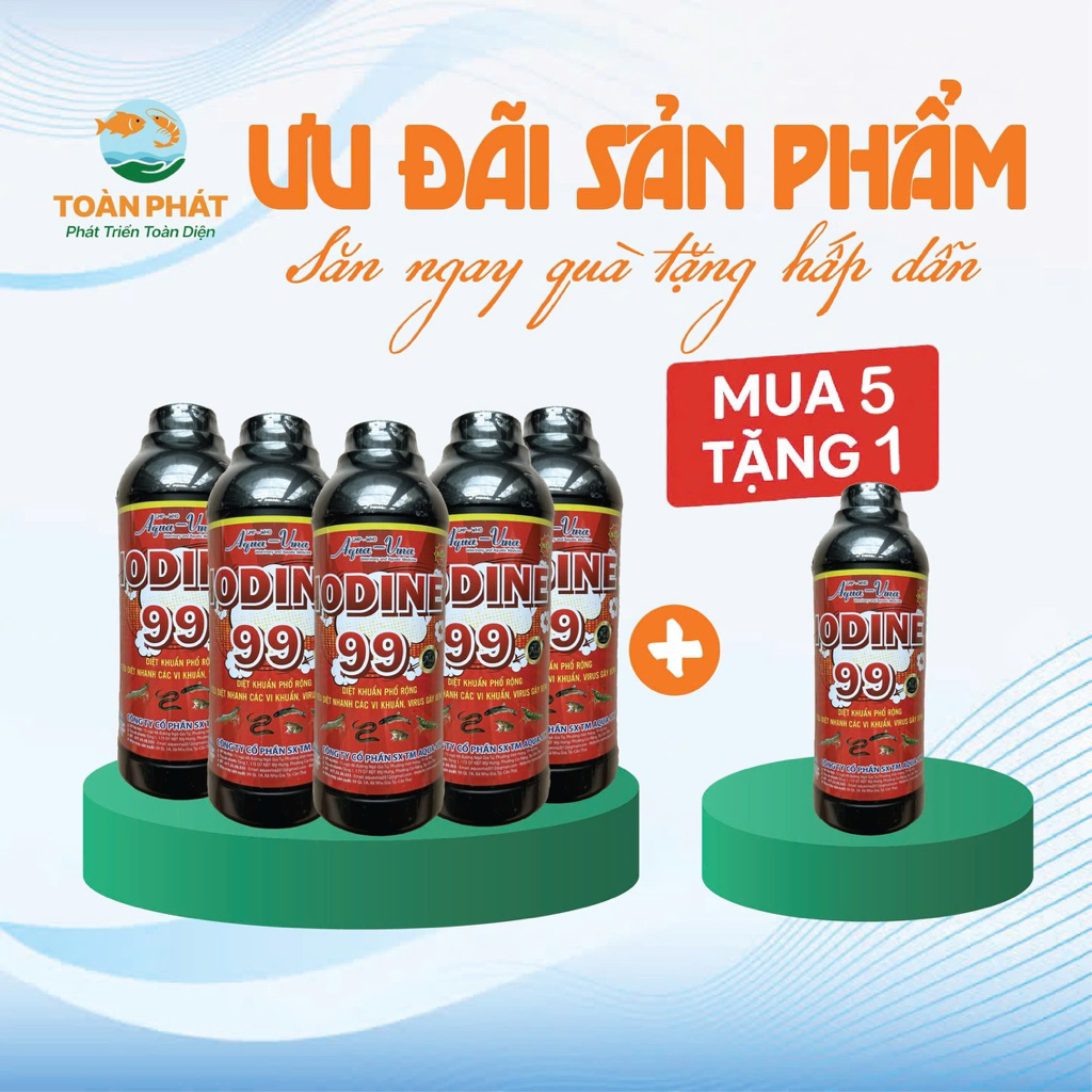 AQUA VINA IODINE 99 - Sát trùng phổ rộng, tiêu diệt nhanh nấm vi khuẩn gay hai cho vật nuôi thuỷ sản