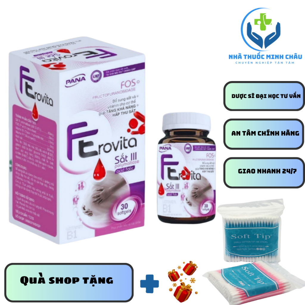 [CHÍNH HÃNG] Sắt bầu FEROVITA - Viên uống bổ sung sắt, acid folic cho bà bầu hỗ trợ tạo máu giảm mệt