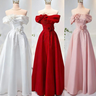 Đầm xoè cưới TRIPBLE T DRESS trễ vai đính bông nổi siêu xinh - size S/M/L