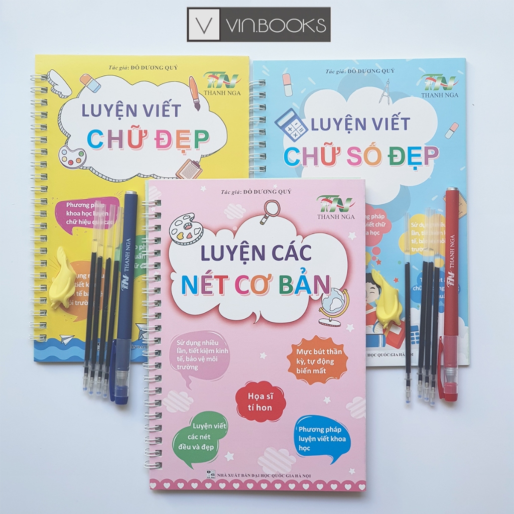 Sách - Bộ 3 Quyển Luyện Viết Thần Kỳ Tự Xóa Chữ Đẹp - Số Đẹp - Nét Cơ Bản…