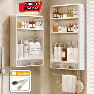 Kệ Mỹ Phẩm Gắn Tường Đa Năng Nhiều Tầng Không Cần Khoan, Kệ Đựng Đồ Nhà Tắm, Kệ Gia Vị Tiện Lợi