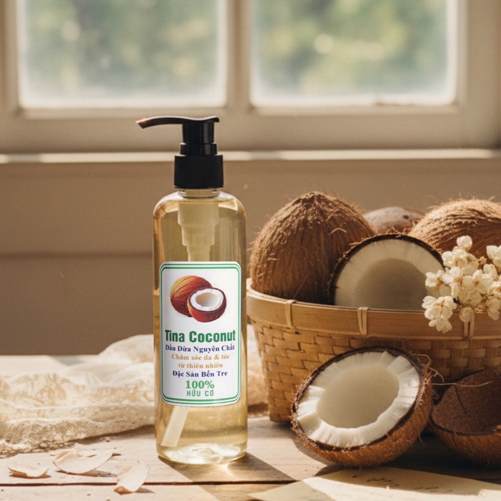Dầu dừa dưỡng da 250ml. Dầu dừa nấu thủ công nguyên chất cao cấp. Dầu dừa dưỡng tóc, dưỡng da, dưỡng