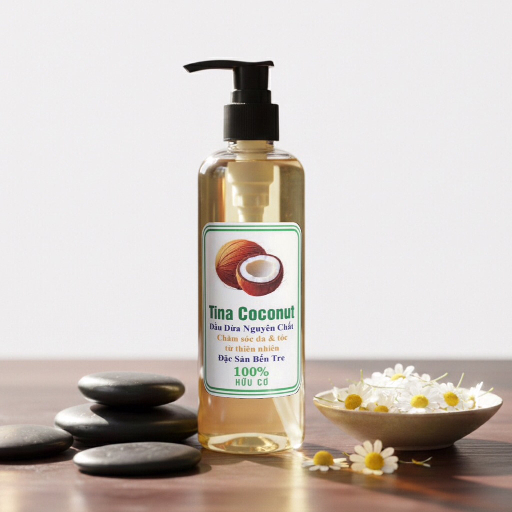 Dầu dừa dưỡng tóc 250ml. Dầu dừa nấu thủ công nguyên chất cao cấp. Dầu dừa dưỡng tóc, dưỡng da, dưỡn