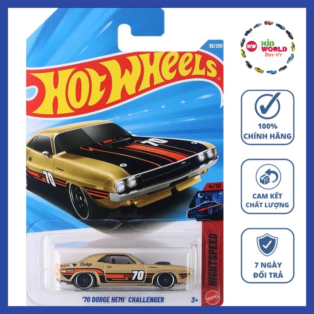 Xe mô hình Hot Wheels basic '70 Dodge Hemi Challenger JJJ07.