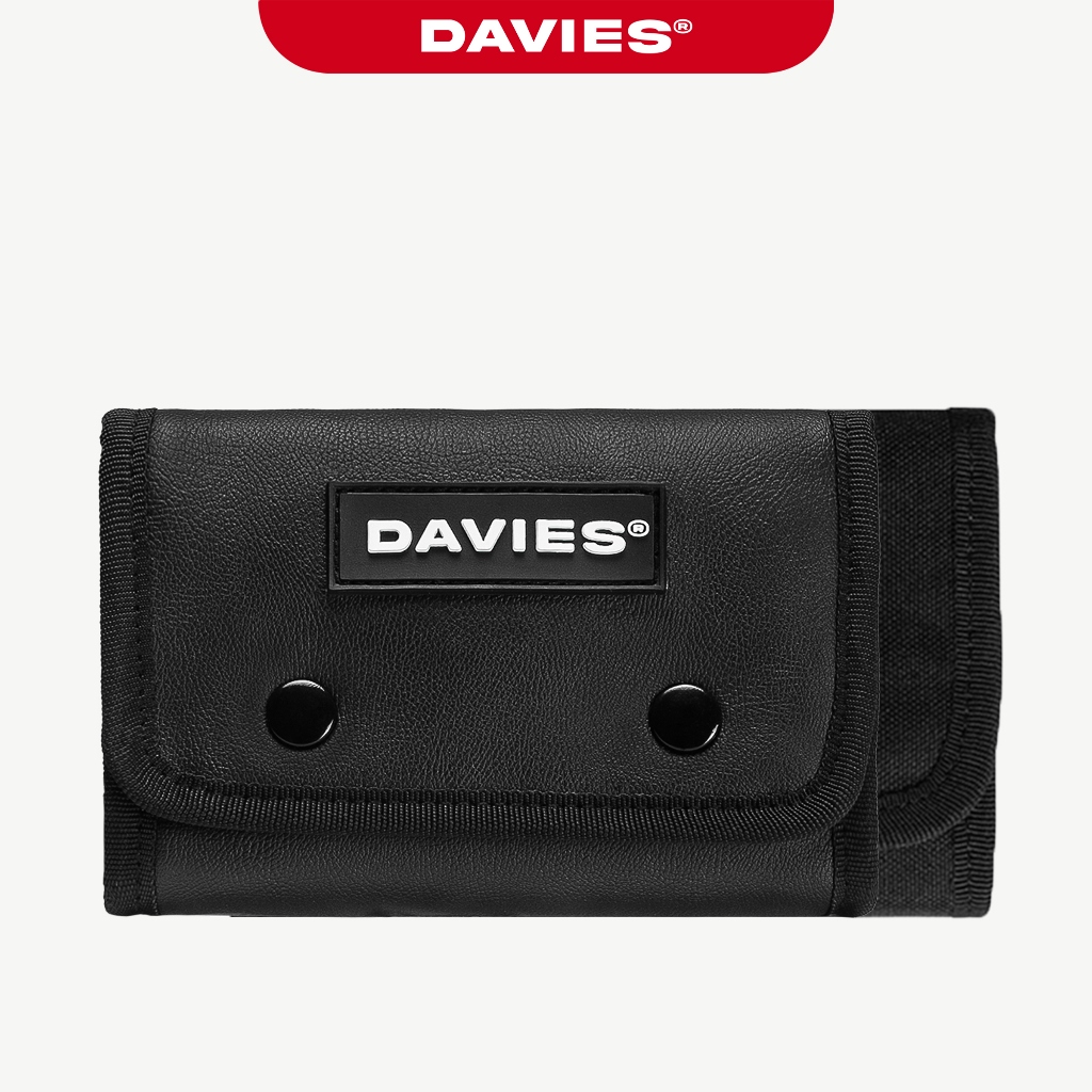 Ví cầm tay nhiều ngăn DAVIES nam nữ vải canvas, da chống nước màu đen Tactical Wallet I D-V40 & D-V59