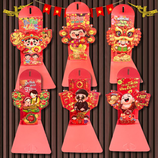  Set 6 Phong Bao Lì Xì 3D Tết 2026 Màu Đỏ Độc Lạ 