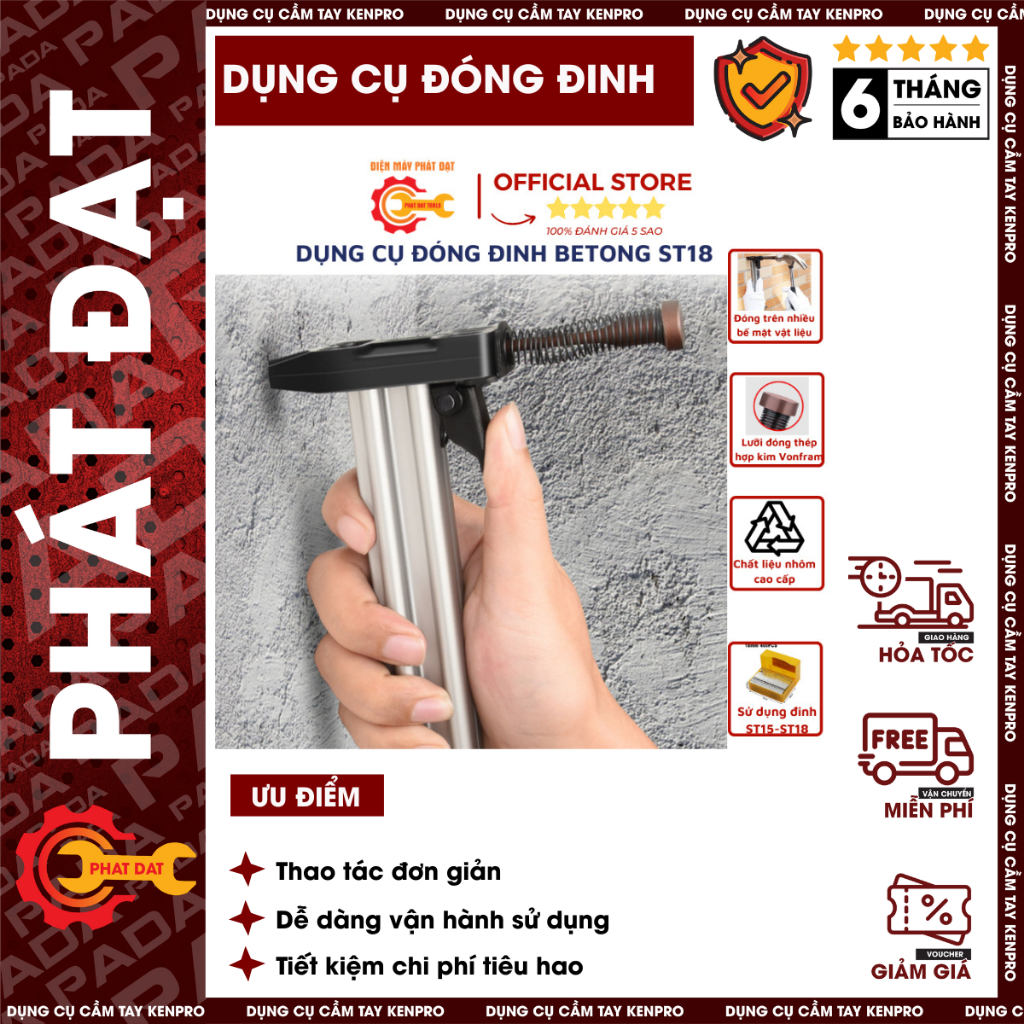 Dụng Cụ Đóng Đinh Betong ST18 - kèm đinh ST18