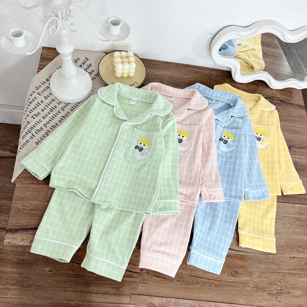 ( 10-26kg ) Bộ pijama dài tay chất cotton nỉ nhung siêu ấm cho bé yêu