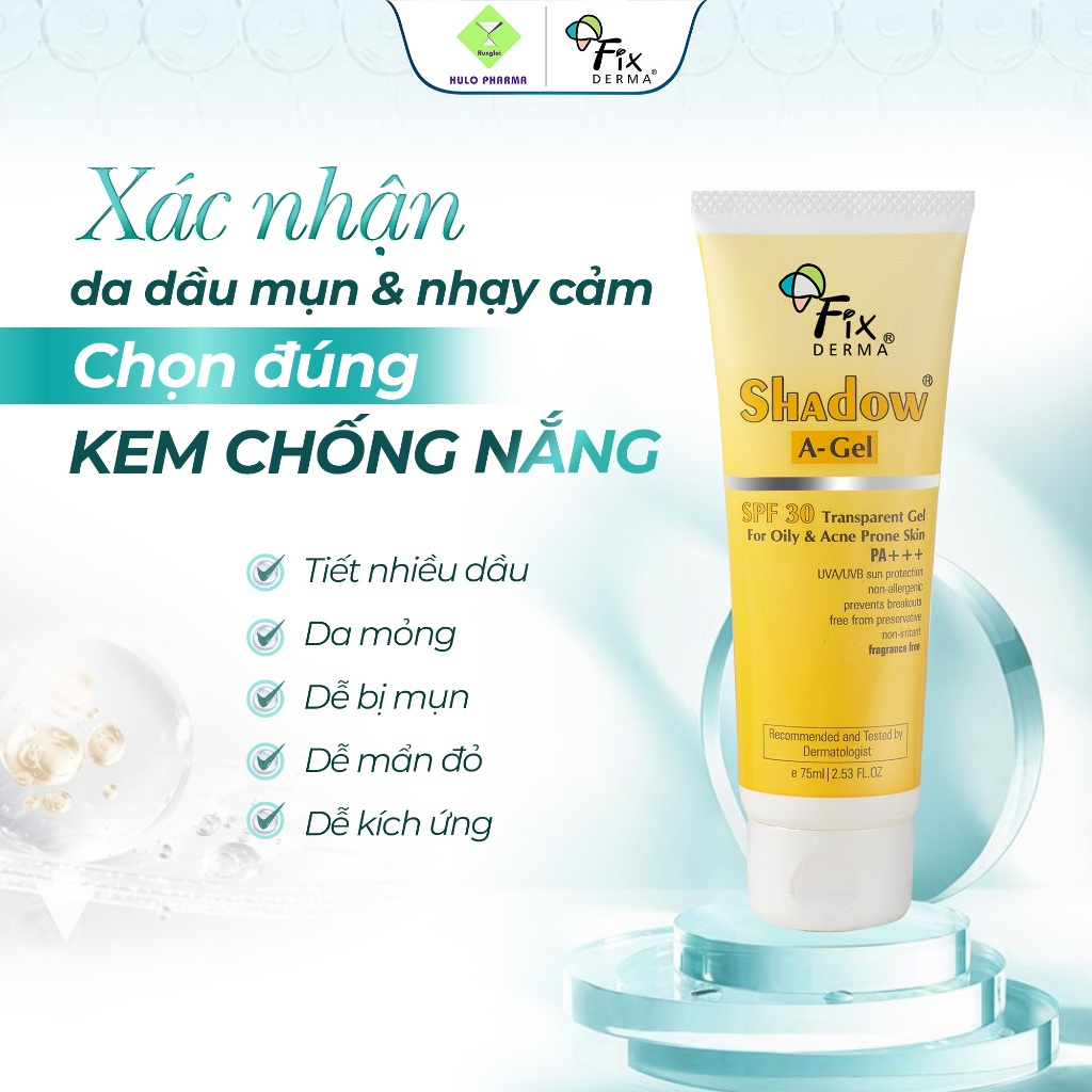 [FIXDERMA] Gel Chống Nắng Cho Da Mụn Fixderma Shadow A-Gel SPF 30+ Transparent Gel 75ml - Hùng Lợi | BigBuy360 - bigbuy360.vn