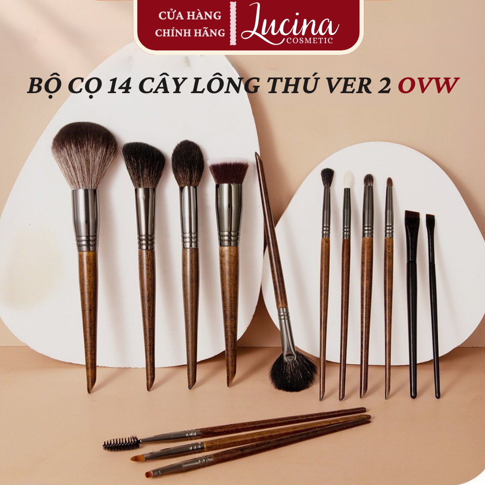 [OVW] Bộ Cọ  OVW 14 Cây Ver 2 Lông Tự Nhiên Mềm Mịn, Dụng Cụ Trang Điểm Chắc Chắn Bám Phấn LUCINA
