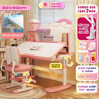  Bộ bàn học cho bé Home Furniture A18 bàn ghế học sinh nâng hạ tay quay bàn học chống gù chống cận kích thước 80cm 