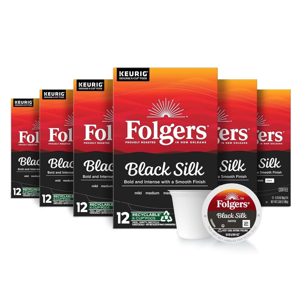 Cà phê rang đậm Folgers Black Silk, viên nén Keurig K-Cup