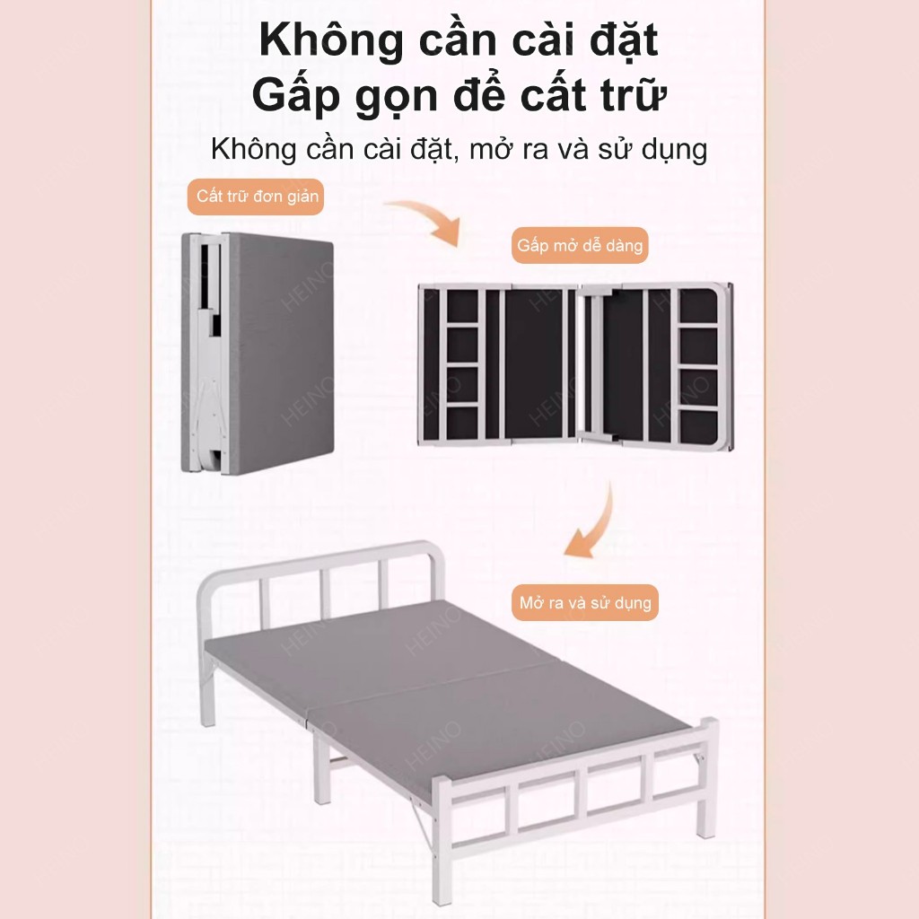 Giường gấp gọn sắt màu trắng kiểu kem dễ di chuyển giường 1m2x2m Không cần lắp ráp Nhiều kích cỡ màu trắng phong | BigBuy360 - bigbuy360.vn