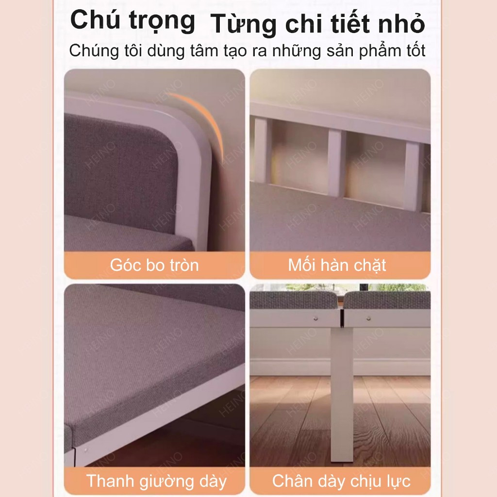 Giường gấp gọn sắt màu trắng kiểu kem dễ di chuyển giường 1m2x2m Không cần lắp ráp Nhiều kích cỡ màu trắng phong | BigBuy360 - bigbuy360.vn