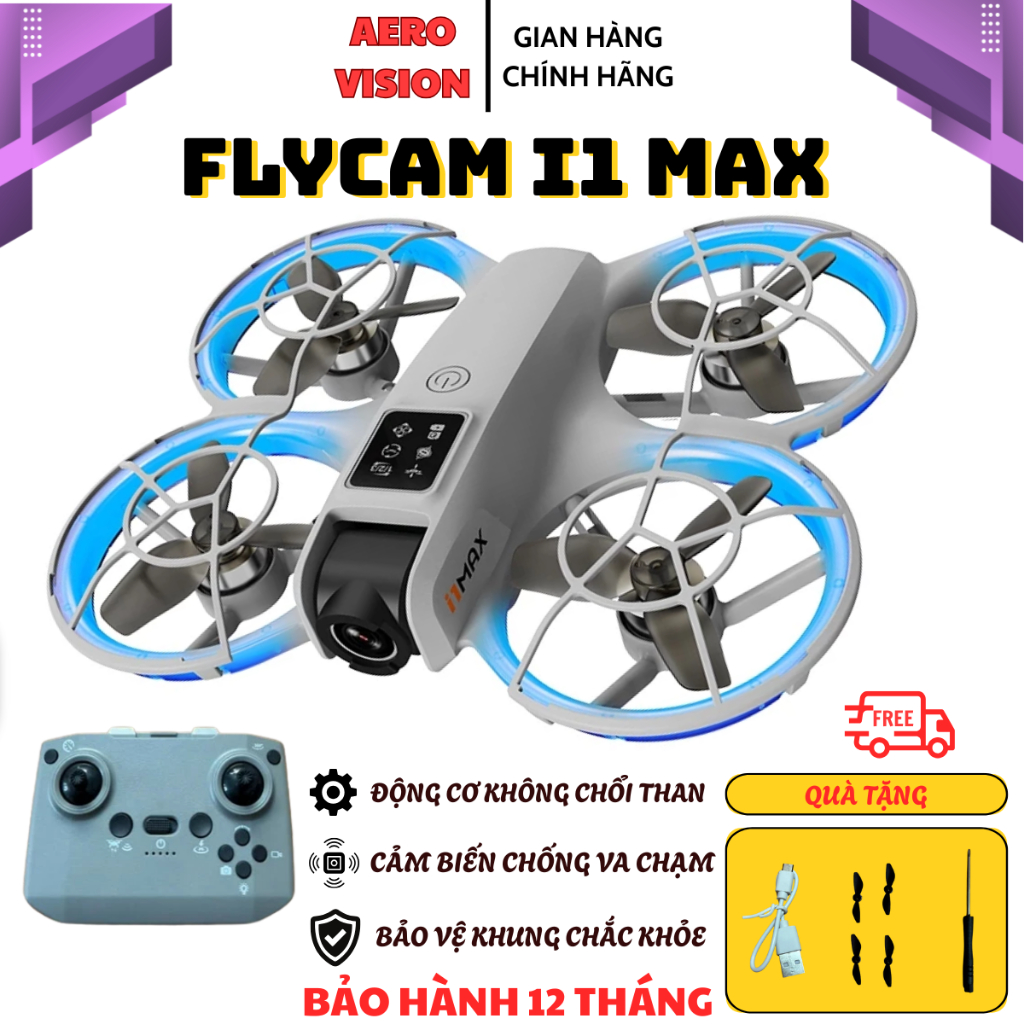 Flycam I1 Max, Máy bay điều khiển từ xa, Khung bảo vệ, Flycam, Cảm biến chống va chạm, Plycam | BigBuy360 - bigbuy360.vn