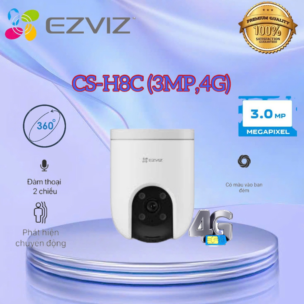Camera Quay Quét 360 độ EZVIZ H8c 4G 2K (3MP) ( CAM CHƯA BAO GỒM SIM 4G )