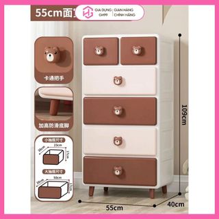 Tủ nhựa ngăn kéo hình gấu thỏ dễ thương – Tủ đựng đồ trẻ em 3, 4, 5 tầng cao cấp