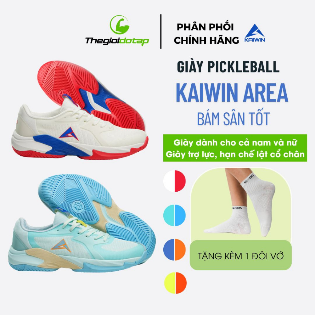 [TẶNG VỚ] Giày Picklebal Kaiwin Area giày thể thao Pickleball, Đế EVA Ma Sát Tốt thegioidotap