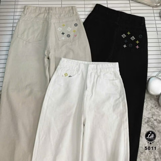  Quần jean trắng quần bò ống suông nữ màu trắng ulzzang siêu cao Lê Huy Fashion MS 3334 