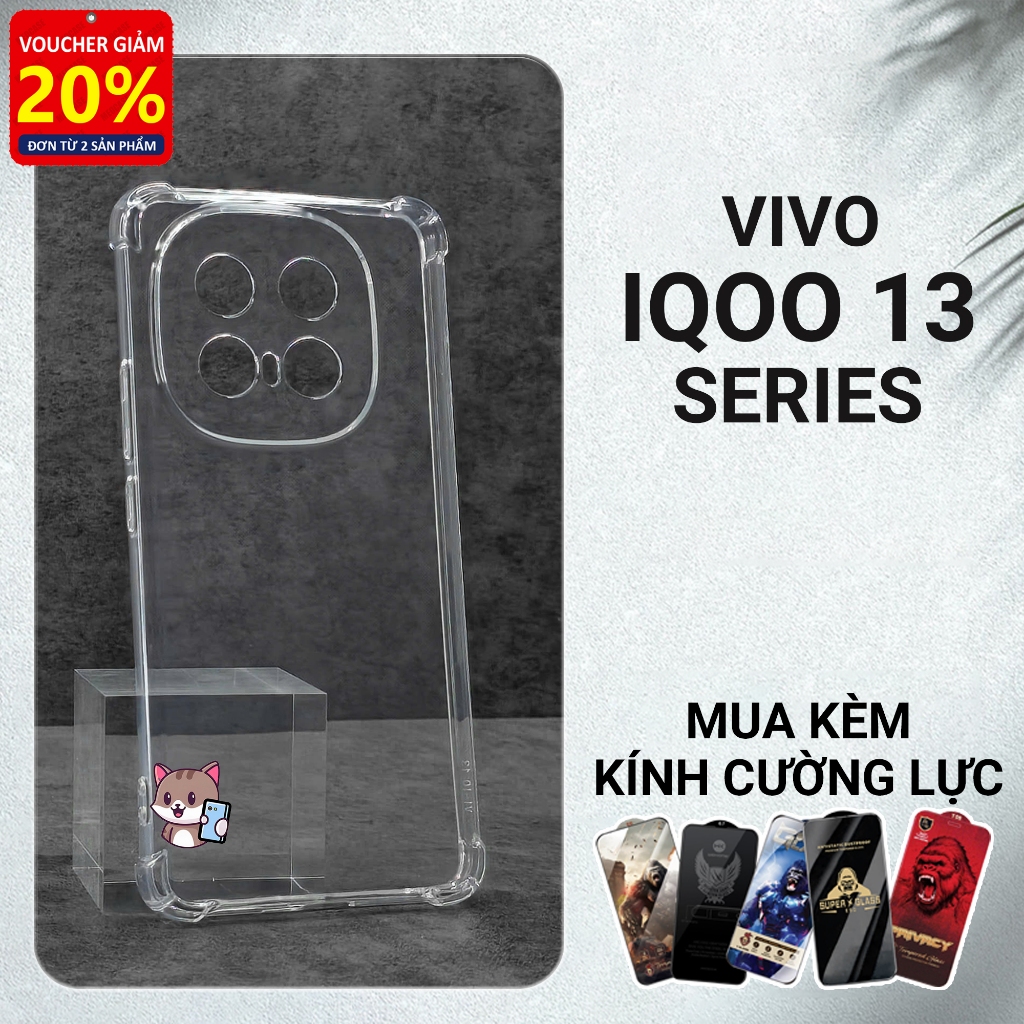 Ốp lưng iQoo 13 chống sốc, viền vuông Cowcase | Vỏ điện thoại Vivo bảo vệ camera