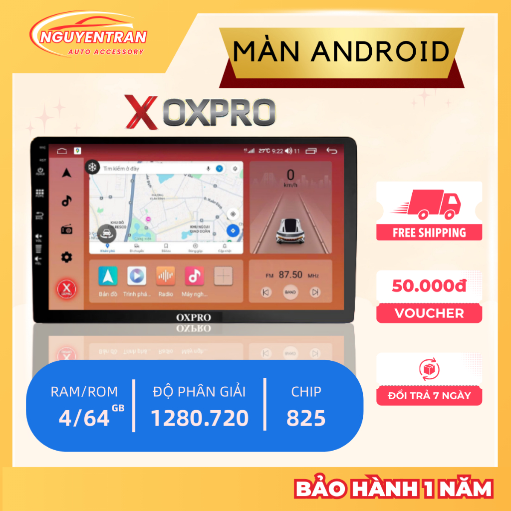 Màn Hình Android Ô Tô OXPRO-Cấu Hình Chip 8 Nhân Ram4 Rom64, Cảm Ứng Mượt, Kết Nối Sim 4G, GPS, Chạy