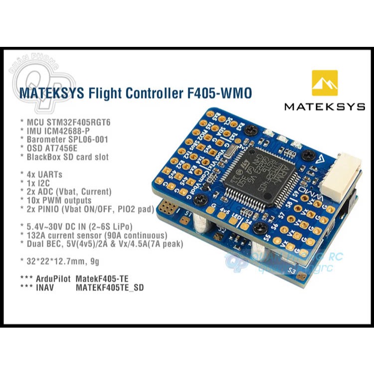 Mạch Cân Bằng Mateksys Flight Controller F405-WMO Dành cho máy bay điều khiển
