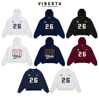  Áo Hoodie & Sweater Sọc Dọc Nỉ 2 Da  VIBESTU " Số 26 " Boxy Tay Dơi Unisex Nam Nữ 