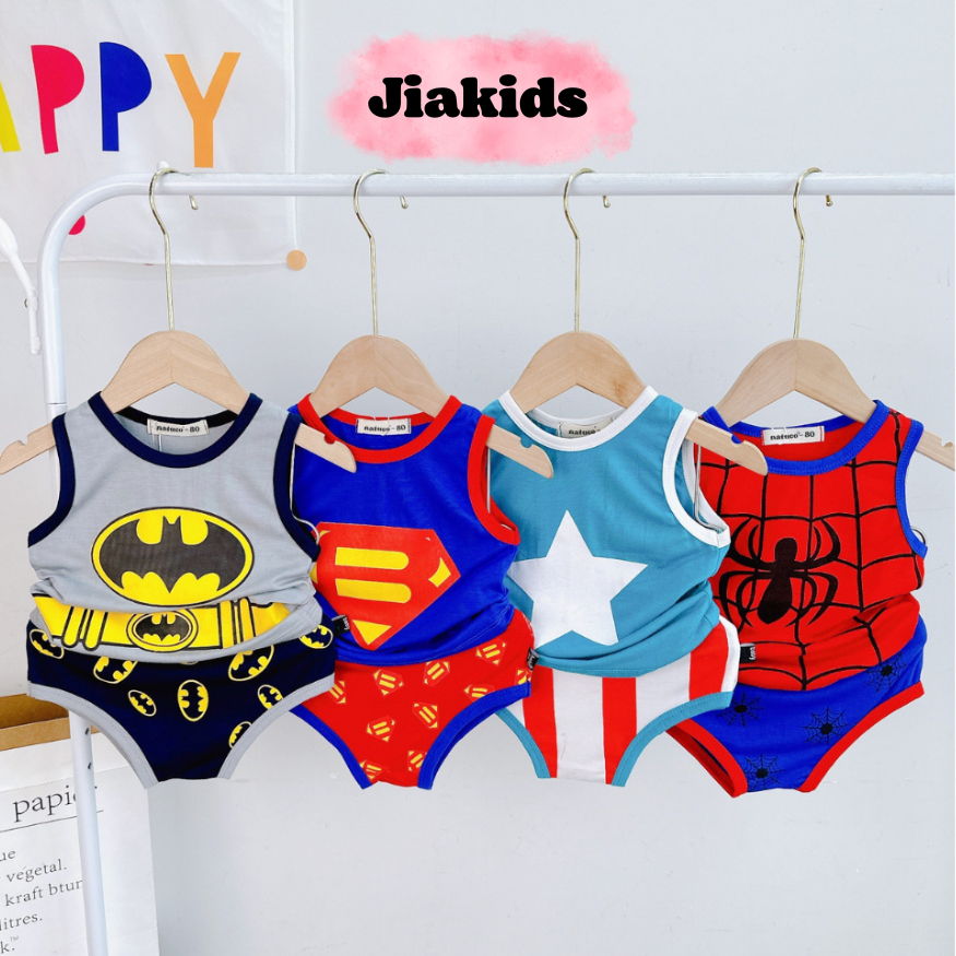 Bộ quần áo ba lỗ cho bé trai, bé gái 0-4 tuổi (4-15 kg), quần chip hiệu Minky mom vải thun lạnh - Mã: BL-IN61