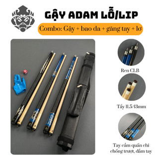   LỖ,LIP  COMBO Cơ Bida Adam Lỗ Lip Trâu Cao Cấp   Tặng Kèm Bao Da+Găng Tay+ Lơ  Giá Rẻ Phù Hợp Với CLB HSSV 