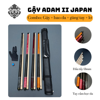  COMBO Gậy Bida Adam II Japan Chính Hãng - Tay Da Cao Cấp Đầu 13mm Nặng 550-570g 